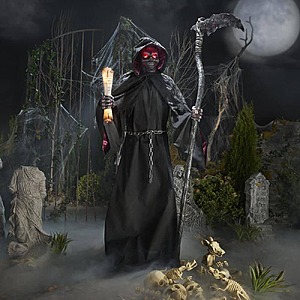 $125, FS, Home Accents Holiday 7.5 FT Grave & Bones Animated LED Fiery Reaper, Home Depot