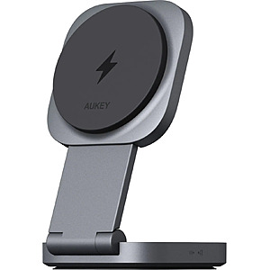 Aukey 2-in-1 MagSafe Qi2 Wireless Charging Stand (Gray) $19.99 + Free Store Pickup at Best Buy