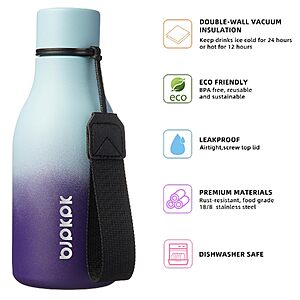 12-Oz BJPKPK Insulated Stainless Steel Water Bottle w/ Carry Strap (Ocean Dream) $7.73 + Free Shipping w/ Prime or on $35+