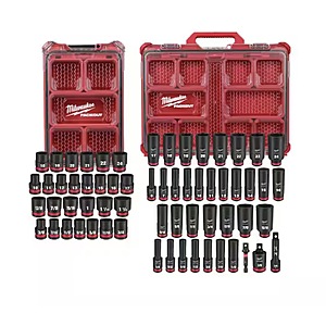 Milwaukee 27-Piece SHOCKWAVE 1/2" Drive Metric & SAE Impact PACKOUT Socket Set w/ 3/8" Milwaukee 36-Piece Socket Set $251.00 + Free Shipping