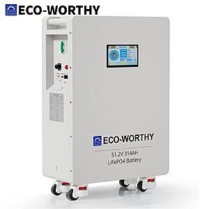 ECO-WORTHY 48V 314Ah 16.1kWh LiFePO4 Home Energy Battery $1729 + Free S/H