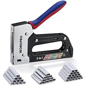 $15.49* | 3-in-1 WORKPRO Heavy Duty Upholstery Staple Gun w/ 3000-Count Staples & Safety Lock at Amazon