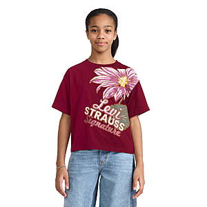 Levi Strauss Signature Girls Short Sleeve Graphic Tee (Size 4-12, Red/Rose) $3.98 + Free S&H w/ Walmart+ or $35+