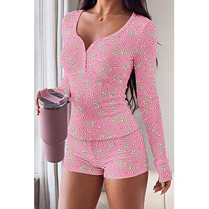 Ekouaer Pajamas Set for Women 2 Piece Ribbed Knit Pjs Lounge Sets Sleepwear $9.99