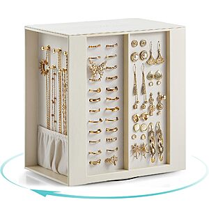 VLANDO Rotating Jewelry Organizer, 5-Drawer Box for Earrings and Necklace $39.99