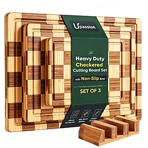 Bamboo Cutting Board Set of 3 Wood Cutting Boards for Kitchen $29.99