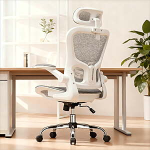 $79.99: Cloudrest Pro White Ergonomic Mesh Office Chair with Adjustable Headrest & Lumbar Support at Walmart.com