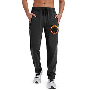 ZITY Mens Fleece Joggers Winter Warm Sweatpants with Zipper Pockets - $9.99 AC