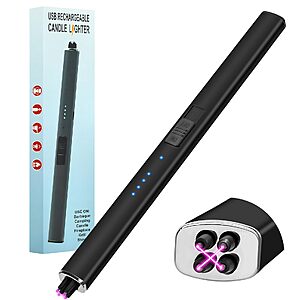 Electric Candle Lighter,Rechargeable Windproof, Flameless Dual Arc $3.95