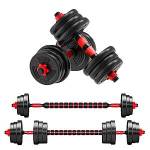 5-44lbs Adjustable Dumbbell to Barbell Set Anti-Slip Grip Home Gym $32.6 + Free Shipping