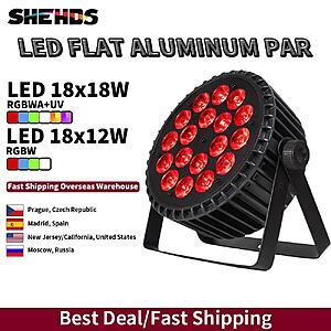 SHEHDS Aluminum Alloy LED Flat Par Light 18x12W RGBW DMX512 $51.3 + Free Shipping