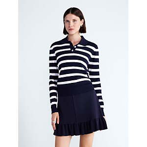 Free Assembly Women's and Women's Plus Polo Sweater with Long Sleeves, Lightweight, Sizes XS-4X - $11.77