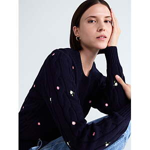 Free Assembly Women's and Women's Plus Cotton Cable Knit Sweater, Midweight, Darkest Navy, Sizes XS-4X - $11.10 $11.26