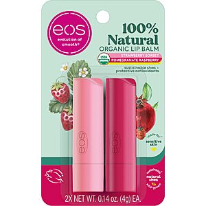 eos 100% Natural Lip Balm - Strawberry Sorbet and Pomegranate Raspberry 2 pack $3.79
