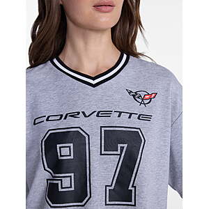 Corvette Women's French Terry Varsity Graphic Tee with Short Sleeves, Sizes XXS-XS ONLY - $2.40
