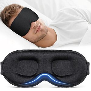 Vynix 3D Contoured Sleep Mask w/ Memory Foam (Black) $4.49 + Free Shipping w/ Prime or on $35+