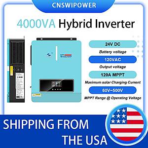 CNSWIPOWER 4000VA Hybrid Solar Inverter Charger 24V 120A MPPT $202.4 + Free Shipping