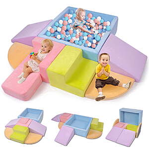 Yexmas 7-Piece Climbing Toys Soft Foam Set with Ball Pit,Indoor Play Gym Set for Toddlers $79.99