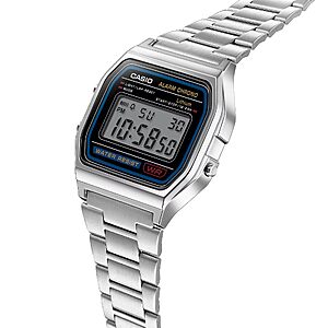 Casio A158WA Serie Digital Watch | Silver/Black | Vintage | WR | 100 SEC Stop Watch | Daily Alarm | Regular Time Keeping