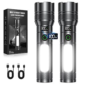 2-Pack TuyLuxe Rechargeable LED Flashlights w/ COB Side Light, 7 Modes & USB-C Charging $11.99 ($5.99 each) + Free Shipping w/ Prime or on $35+