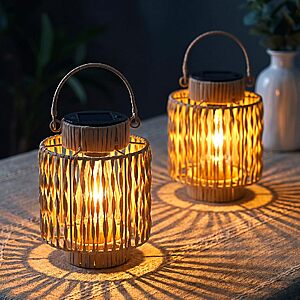 2 Pack Solar Lanterns Waterproof Hanging Lights for Outside - $13.99 AC