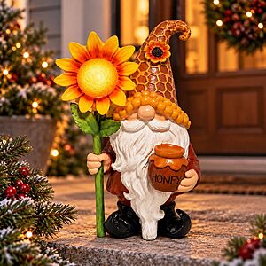 Lyeasw Solar Gnome with Sunflower & Honey Pot - $14.49 After coupon