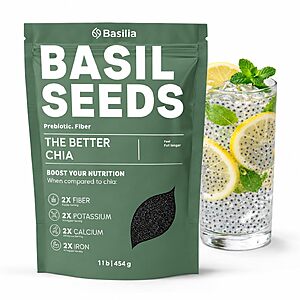 [S&S] Basilia Basil Seeds for Eating, Edible Sweet Basil Seed, 1 lb Bag $8.95