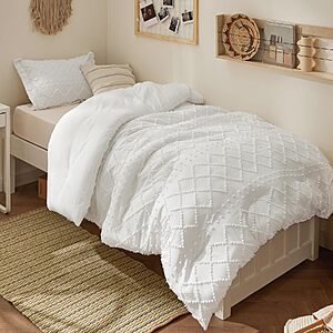 Bedsure Twin XL 2-Piece Boho Tufted Comforter Set (Natural White) $17.49 + Free Shipping w/ Prime or on $35+
