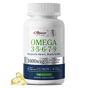 Amazon – Omega 3-5-6-7-9 Softgels 1600mg - $9.60 w/ Code
