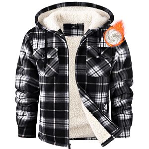 Ceoutdoor Men's Plaid Flannel Sherpa-Lined Zip-Up Hoodie Jacket (Various) $19.99 + Free Shipping w/ Prime or on $35+