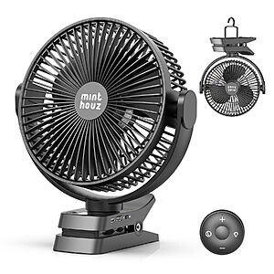 8" Minthouz 12000mAh Rechargeable Clip-On Portable Fan w/ LED Display $22.99 + Free Shipping