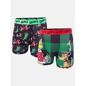 Dr Suess Grinch Plaid Men's Athletic Boxer Brief, 2-Pack, Sizes S-XL