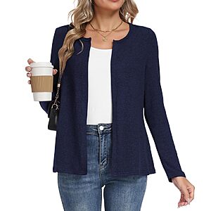LILBETTER Women's Open Front Long Sleeve Lightweight Cardigan (Blue & Black) $8.99 + Free Shipping w/ Prime or on $35+
