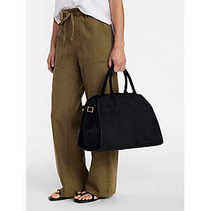 Time and Tru Women's Sage Satchel Soft Faux Suede Tote Bag, Black - $5