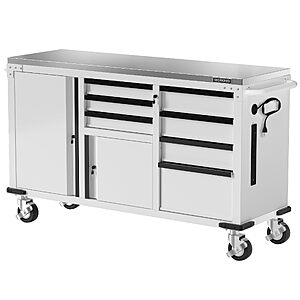 WORKPRO 62" x 20" 7-Drawer & 2-Door Rolling Tool Chest with Stainless Countertop, 1000 lbs Capacity $800