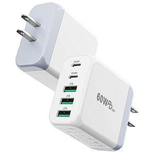 EIZLXQ 60W 5-Port Type C Charger Fast Charging Blocks $11.49
