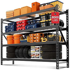WORKPRO 8000lbs 77" Ultra Wide 4-Tier Metal Garage Storage Shelves, 77"W x 24"D x 72"H Shelving Unit, Heavy Duty Adjustable Storage Rack $278