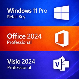 Microsoft Lifetime Bundle: Windows 11 Pro + Office 2024 Professional + Visio 2024 Professional $13