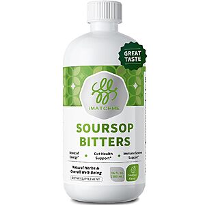 16-Oz iMATCHME Soursop Bitters Liquid w/ Black Seed Herbal Gut Cleanse & Detox Tonic $3.77 w/ S&S + Free Shipping w/ Prime or on $35+ $7.82