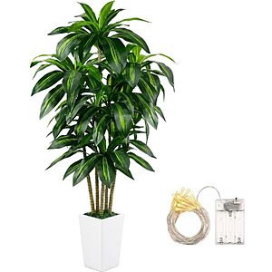 5' TNELTUEB Artificial Dracaena Indoor Fake Tree w/ Tall Planter $37.79 + Free Shipping