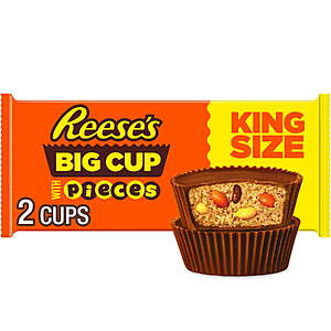 Reese's Big Cup Stuffed with REESE's PIECES King Size Peanut Butter Cups Candy, Pack 2.8 oz $1.34