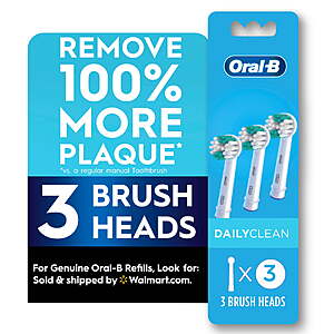 Oral-B Toothbrush Heads, Daily Clean Replacement Toothbrush Heads, 3 Count $14.77 + $5 Walmart Cash $9.77