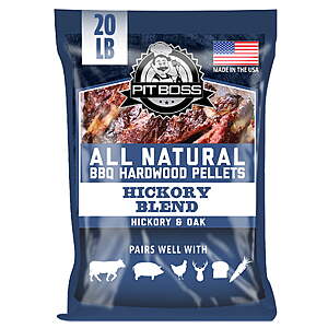 Pit Boss 100% All-Natural Hardwood Hickory Blend BBQ Grilling Pellets, 20 Pound Bag $9.86