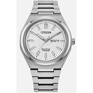 REFURBISHED Citizen Men 's Super Titanium Day / Date Eco-Drive Silver Watch 39 MM AW0130-85A $254