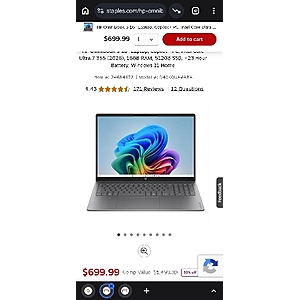 HP OmniBook 5 16" Laptop, Copilot+ PC, Intel Core Ultra 7 355 (2026), 16GB RAM, 512GB SSD, +23 Hour Battery, Windows 11 Home