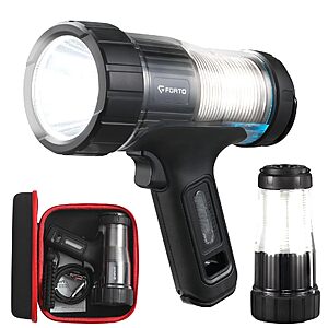FORTO 2-in-1 Rechargeable Spotlight & Camping Lantern,5000LM LED Flashlight $21.43