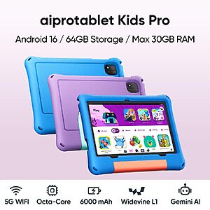 Kids Tablet, Android 16 Tablet for Kids 10 inch Octa-Core with Case, 30GB RAM 64GB ROM 2TB TF Card $77.99