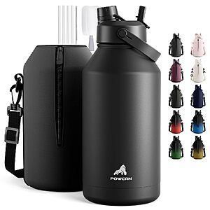 64-Oz Powcan Insulated Stainless Steel Water Bottle w/ Carrying Bag (Midnight) $13.49 + Free Shipping w/ Prime or on $35+