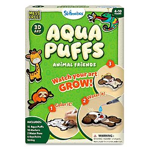 Skillmatics Aqua Puffs Animals Art & Craft Paint-by-Number Kit w/ 15 Puffs, 10 Markers & Keychains $18.97 + Free Shipping w/ Prime or on $35+