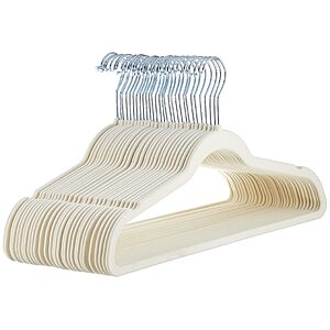 $12.27: Amazon Basics Slim Velvet Clothes Hangers, Ivory/Beige, 30-Pack